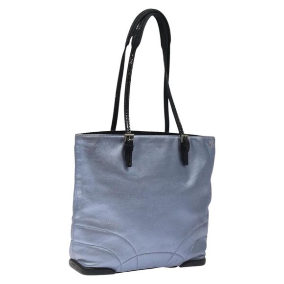 PRADA Shoulder Bag Leather Blue Silver Auth 117118 - Picture 1 of 16